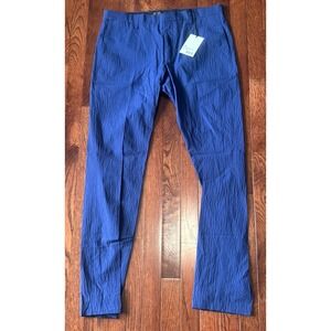 NWT Mens Gant Cotton Linen Blue Seersucker Pants 48 32x30 Tailored Slim